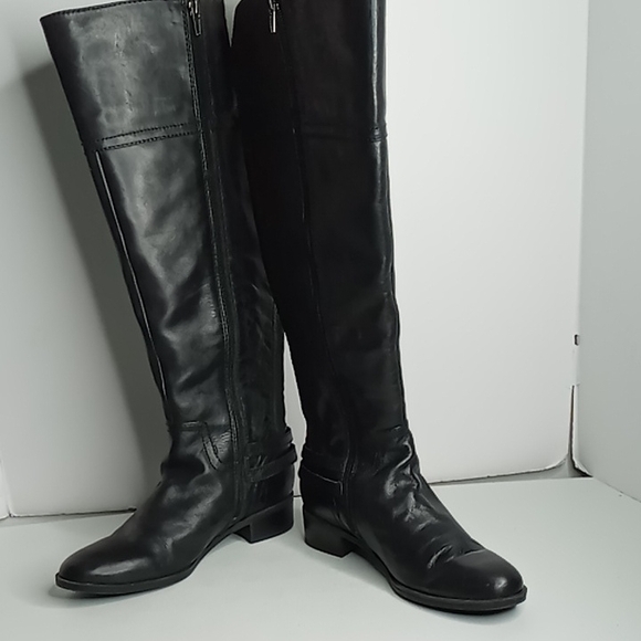 Audrey Brooke Black Knee-High Leather Boots - sz 8.5M